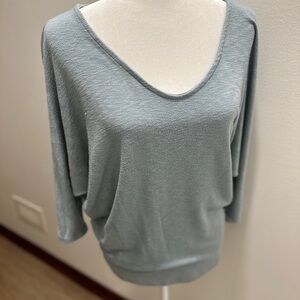 Laila Jayde M light blueish-green scoop neck sweater with 3/4 sleeves